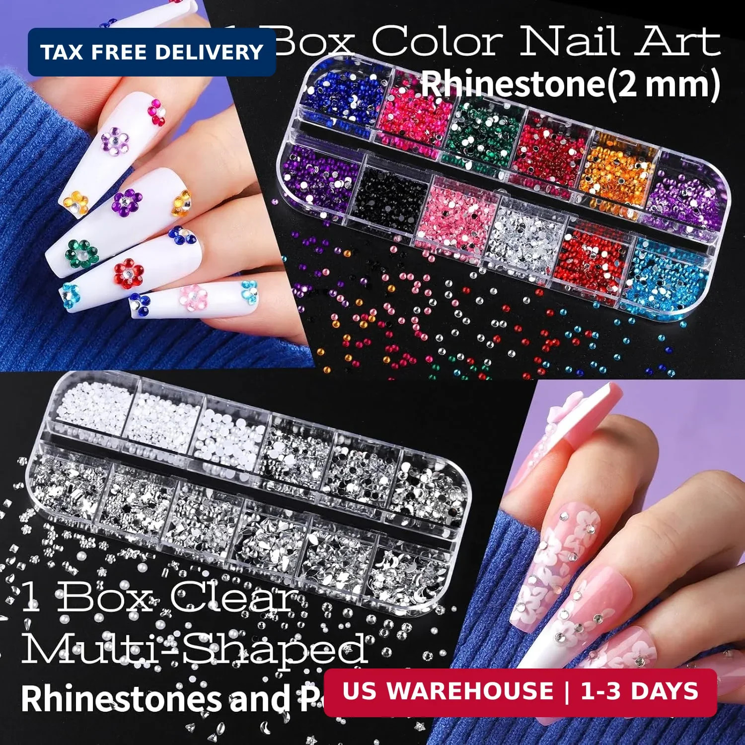 Nail Charms 15 Pcs Nail Art Brushes 5 Pcs Nail Dotting Tools 2 Set of Nail Stand