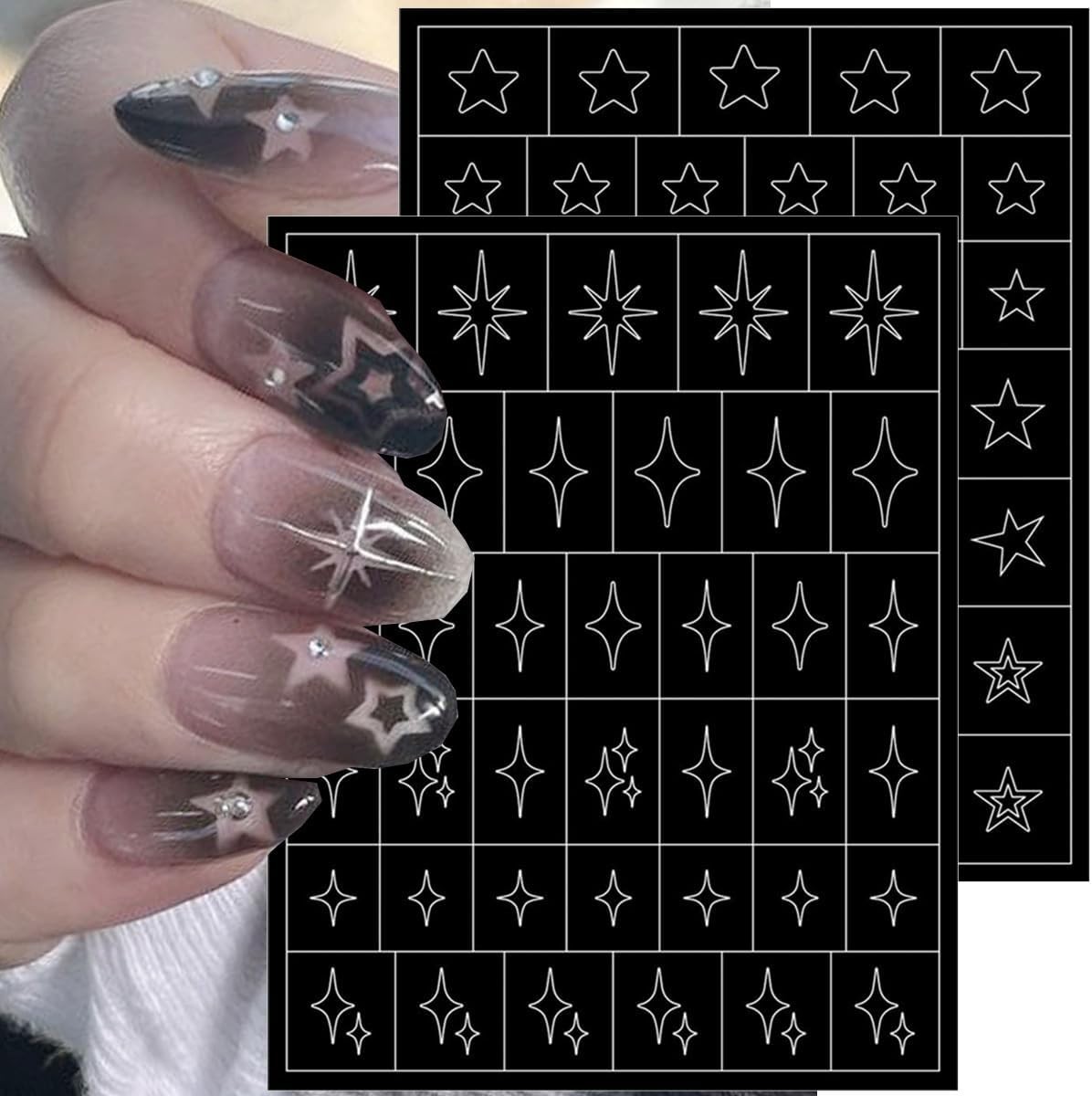 6 Sheets Colorful 3D Nail Art Stickers & Stencils for French & DIY Manicure
