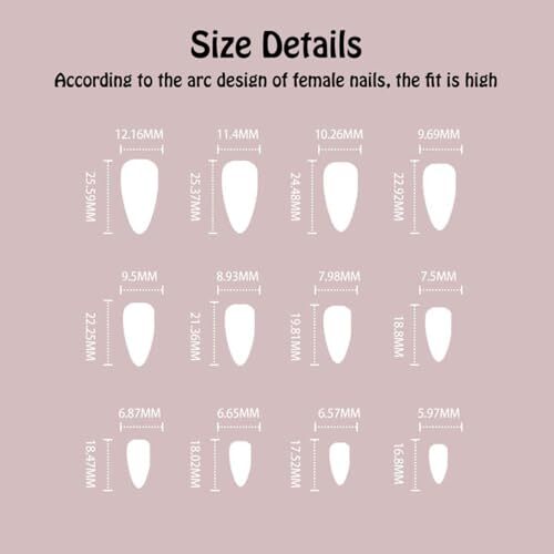 Almond Press on Nails Ombre Pink Short Medium Glue on 3D Bow Heart Rhinestone