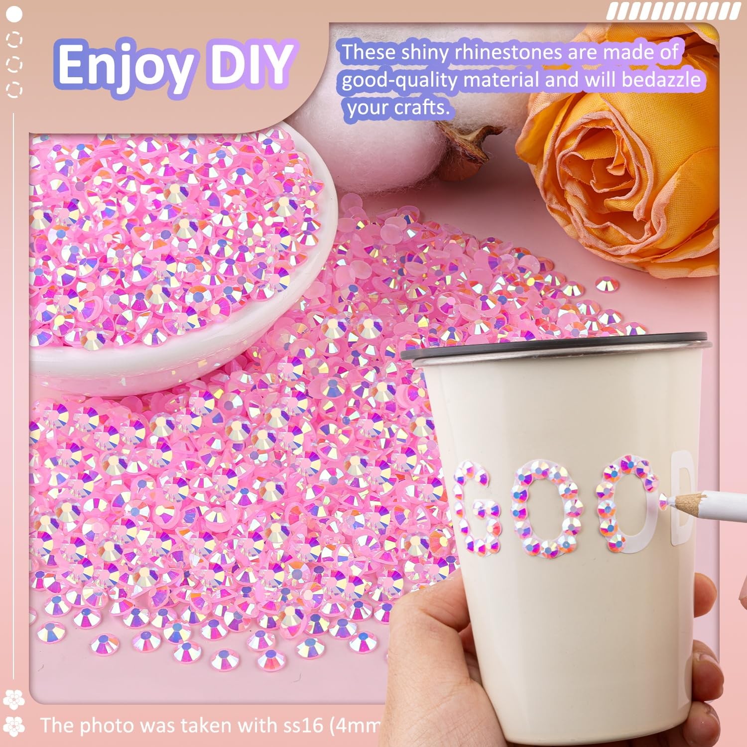 6000Pcs 3mm Resin Jelly Rhinestones with 1Pcs 10ml B7000 Jewelry Glue for Cra…