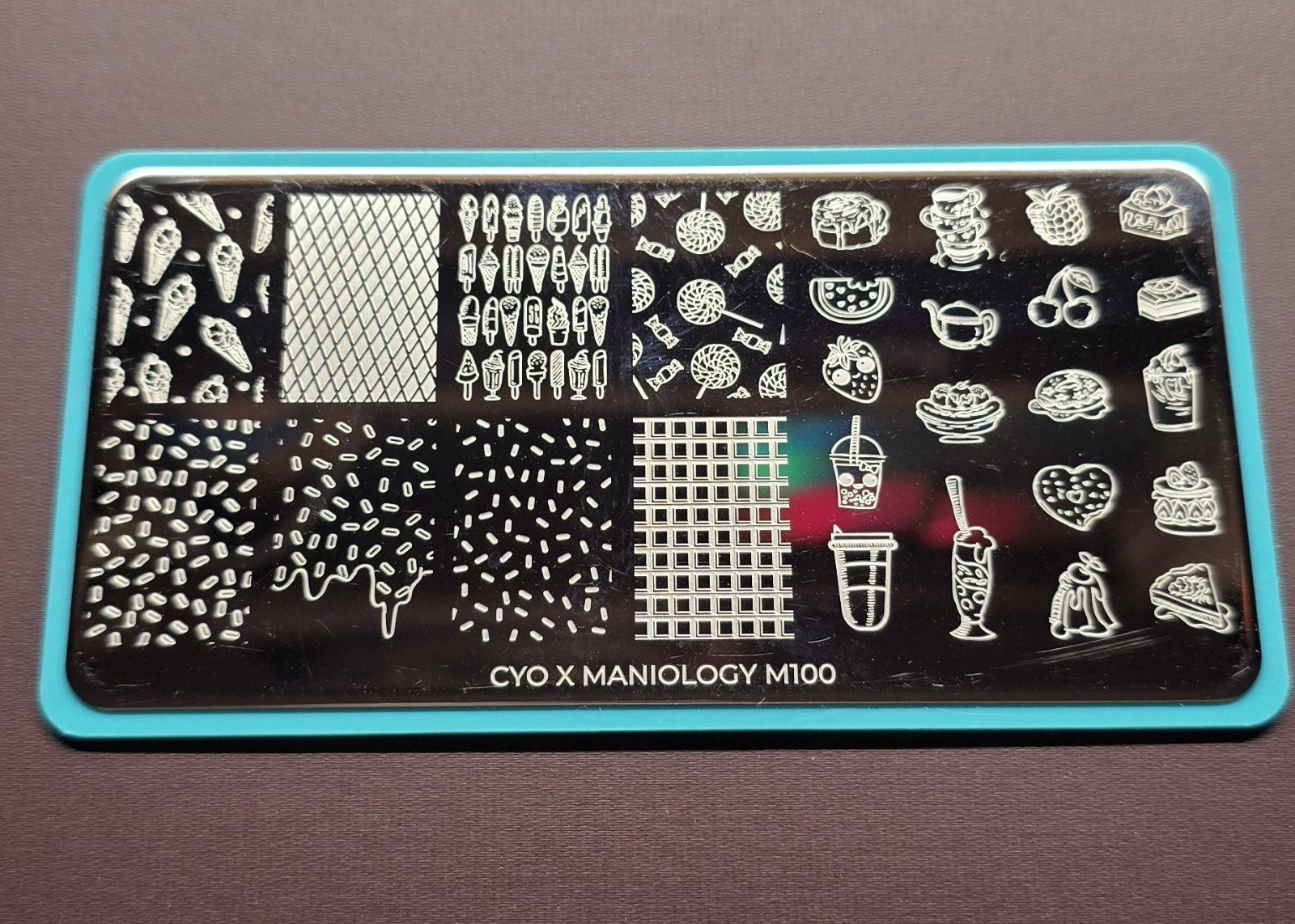 M100 Cyo X Maniology Design Contest Sweet Thing Candy Cake Nail Stamp Plate HTF