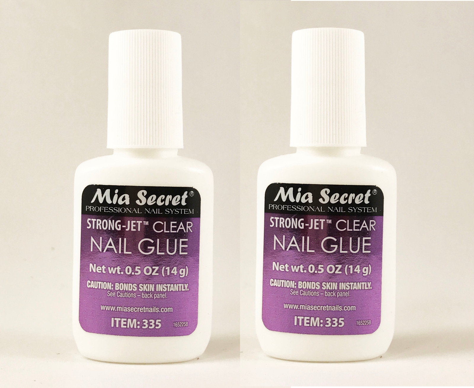 2 x Mia Secret Strong Jet Clear Nail Glue w/Calcium &Vitamin E 14g /0.5 oz (335)