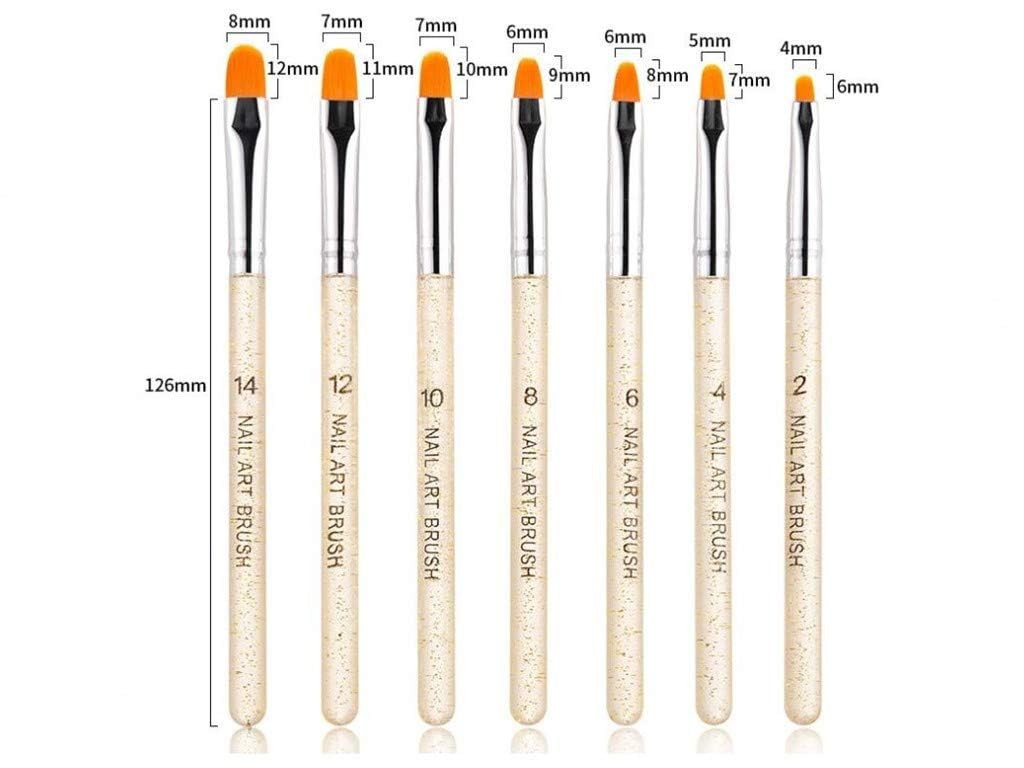 7pcs UV Gel Nail Brush Set Poly Extension Builder Nail Art Painting Pens
