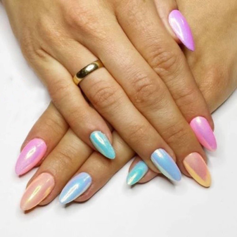 Unicorn Aurora White Sequins Nail Art Glitter Powder MERMAID EFFECT Small Flakes