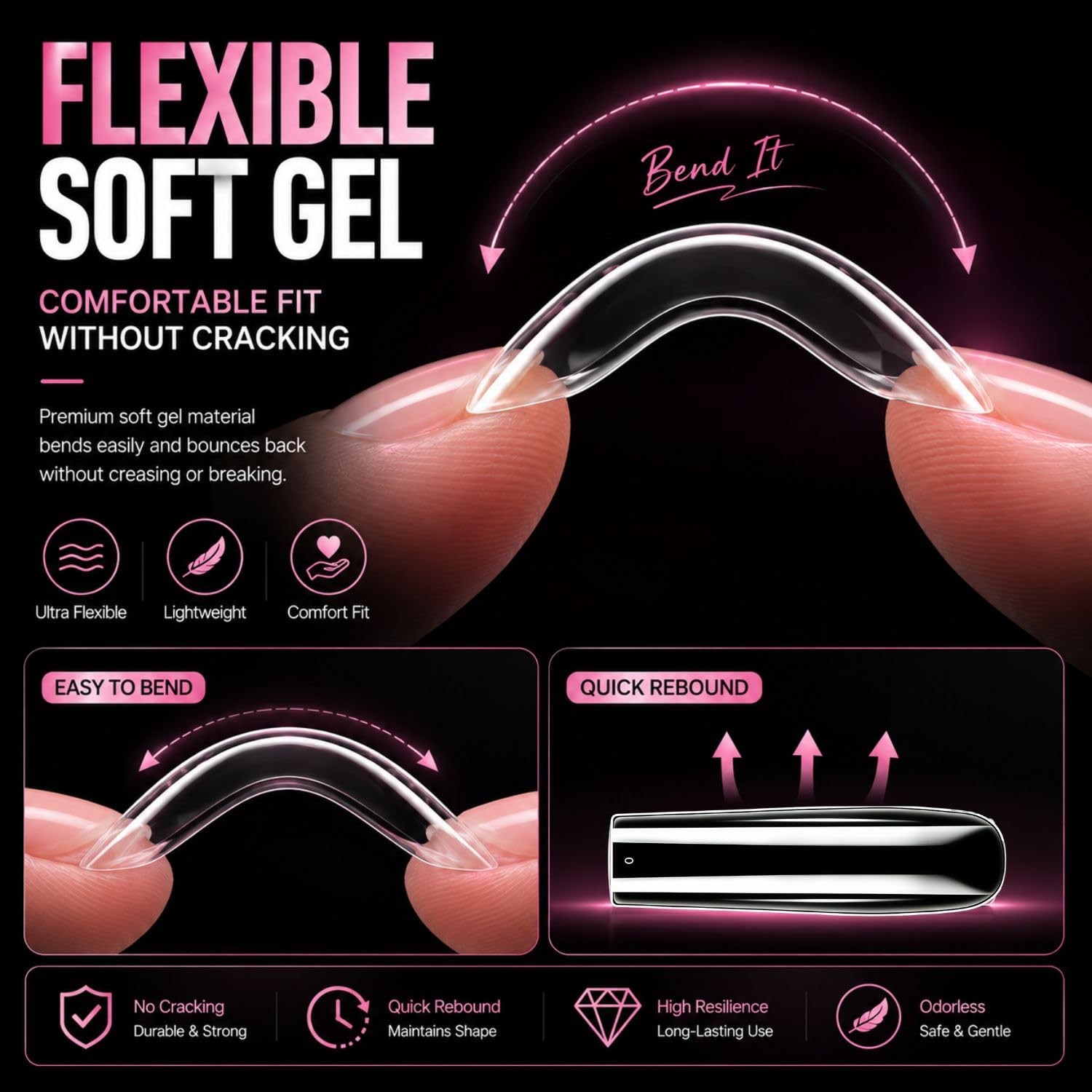 XXXL Long Square Soft Nail Tips 240Pcs, Full Cover Clear Nail Extensions, Pre…