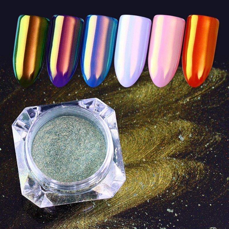 Neon Aurora Unicorn Nail Powder Mermaid AB Mirror Rainbow Shimmer Shine Effect