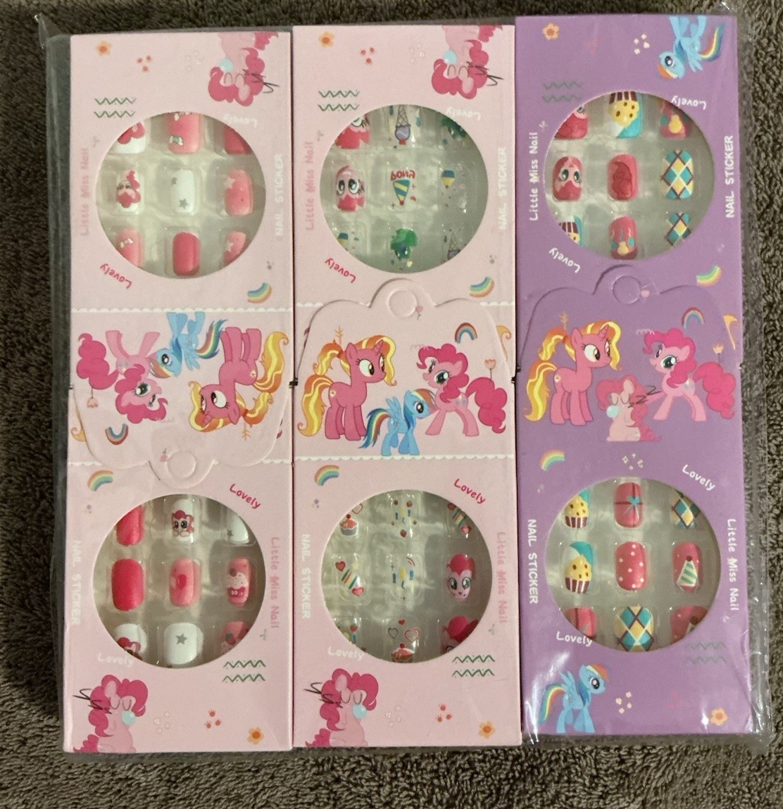 Lot Of 12! Fake Nails for Kids Girls Artificial Press on Nails NEW Little Pony