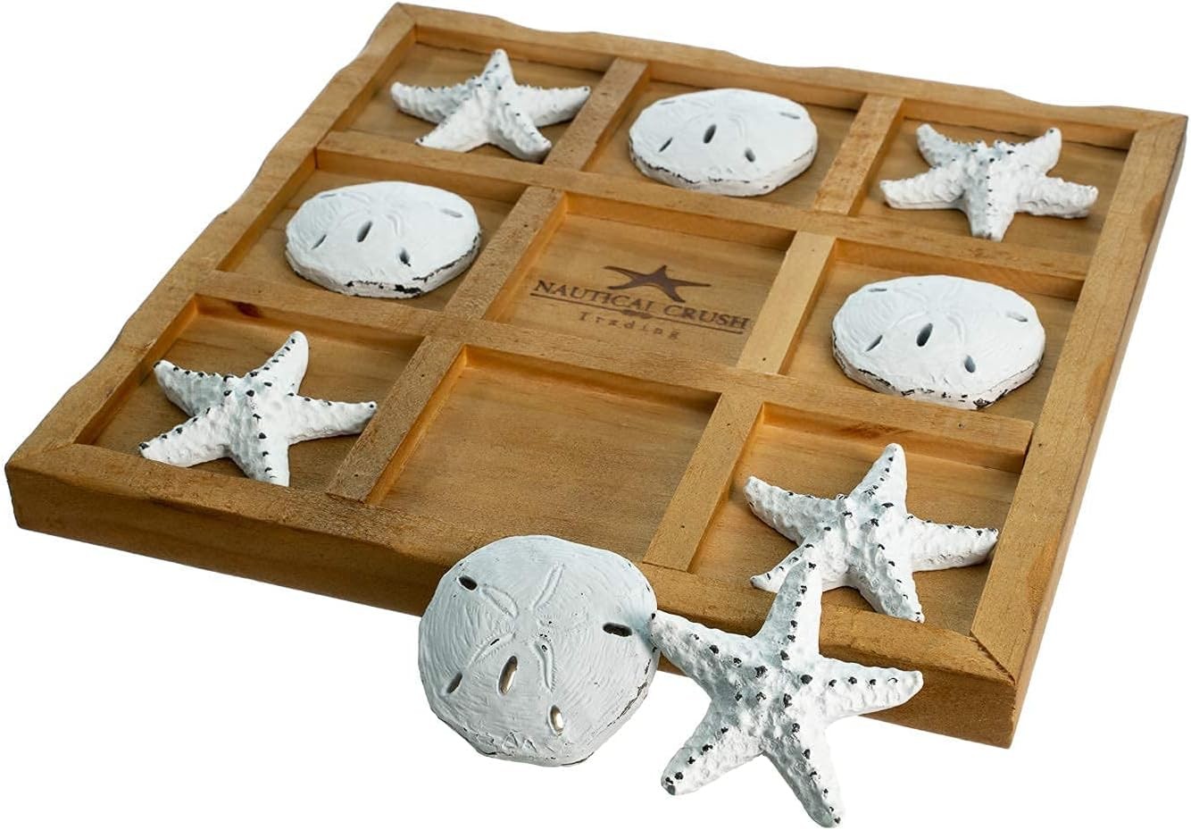 Starfish Tic Tac Toe Game – 9″ x – Beach White & Sand Dollars