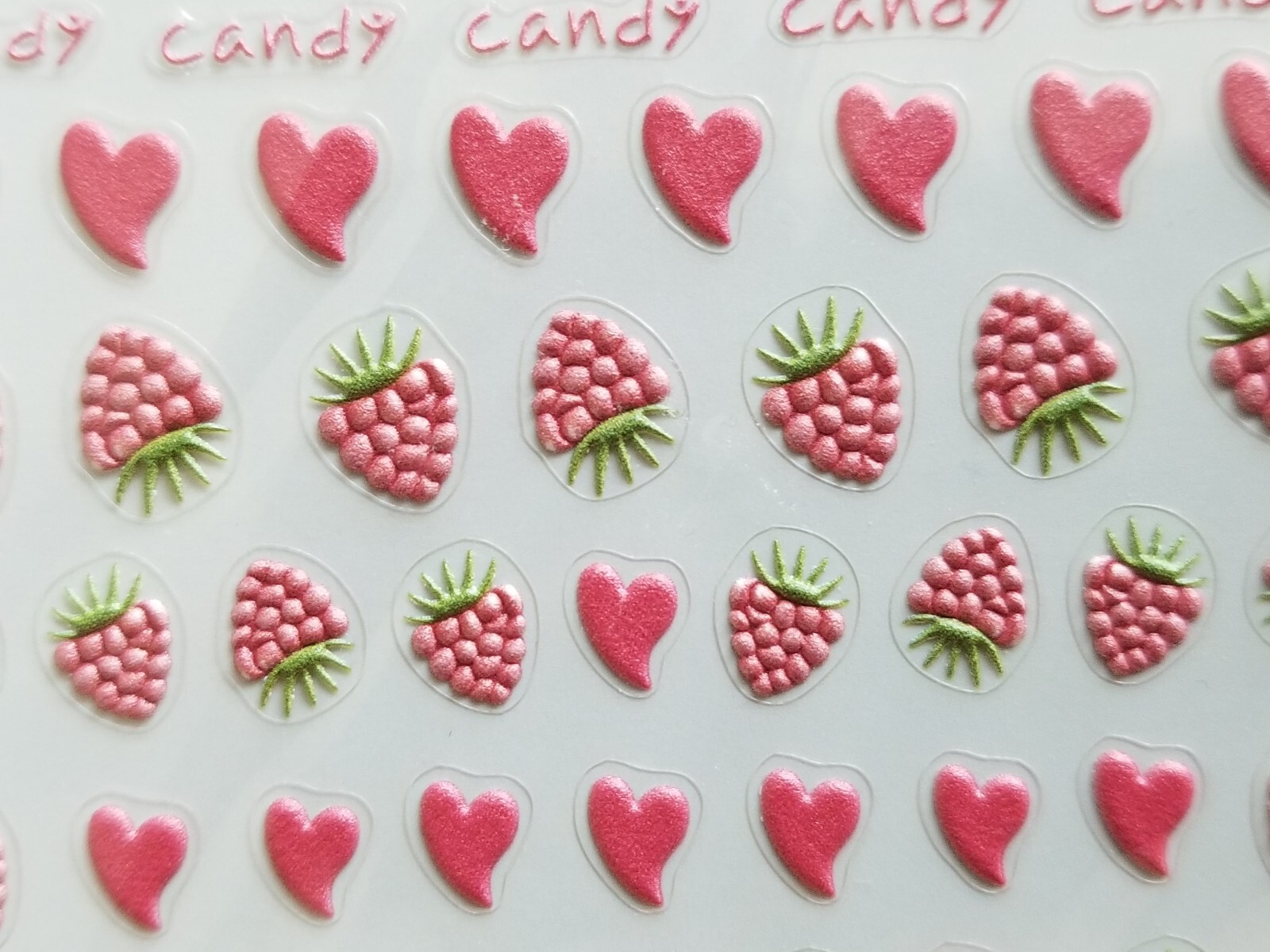 Nail Art Stickers 5D Embossed Peel Off Self Adhesive 10 Sheets Strawberry Sakura
