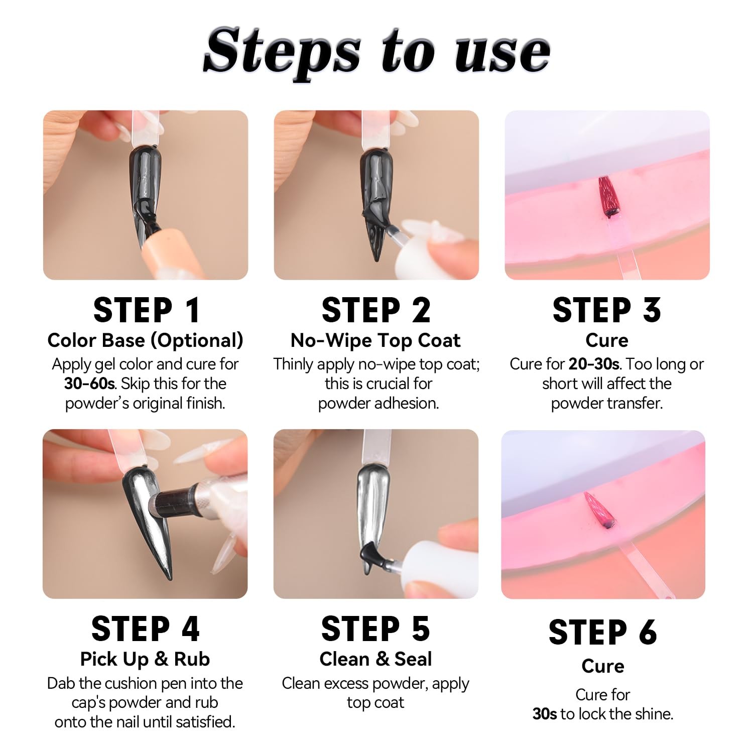 REPULOS Silver Chrome Nail Powder Pen, Metallic Mirror Effect Cushion Magic P…