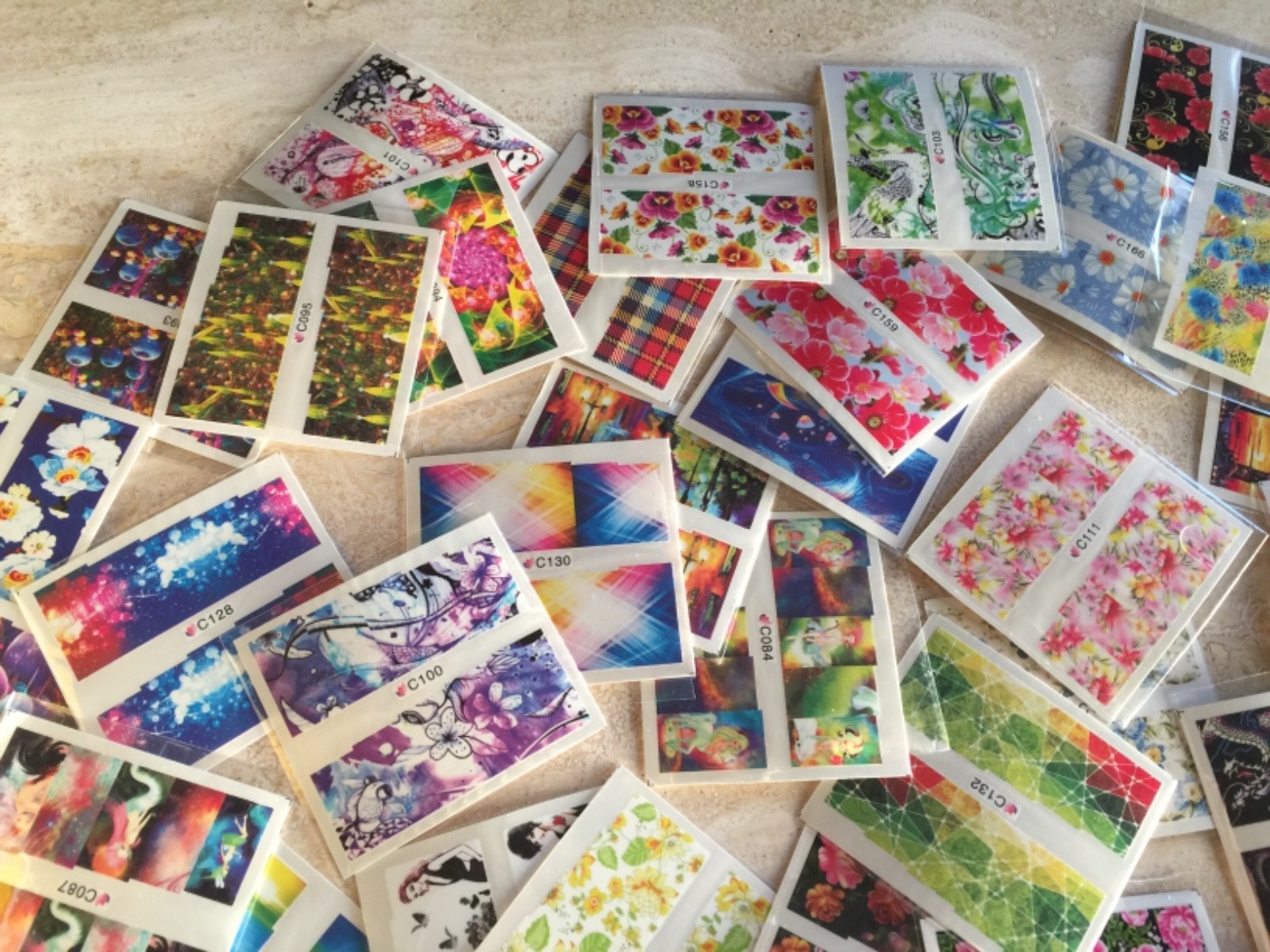 30 Sheets Nail Art Decal Stickers Water Slide Tattoo Transfer Random Full Size