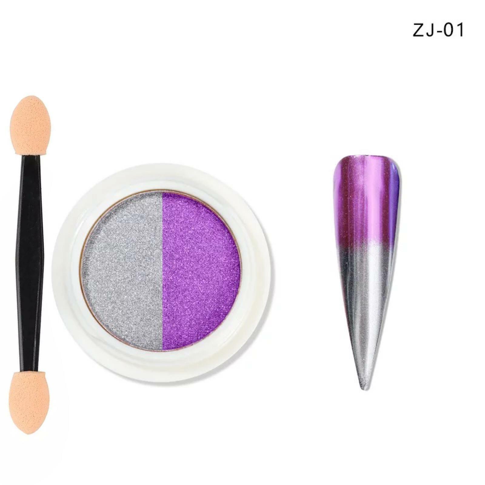 Nail Mirror Chrome Powder Two Colours Pressed Solid Rose Gold Silver Shimmer