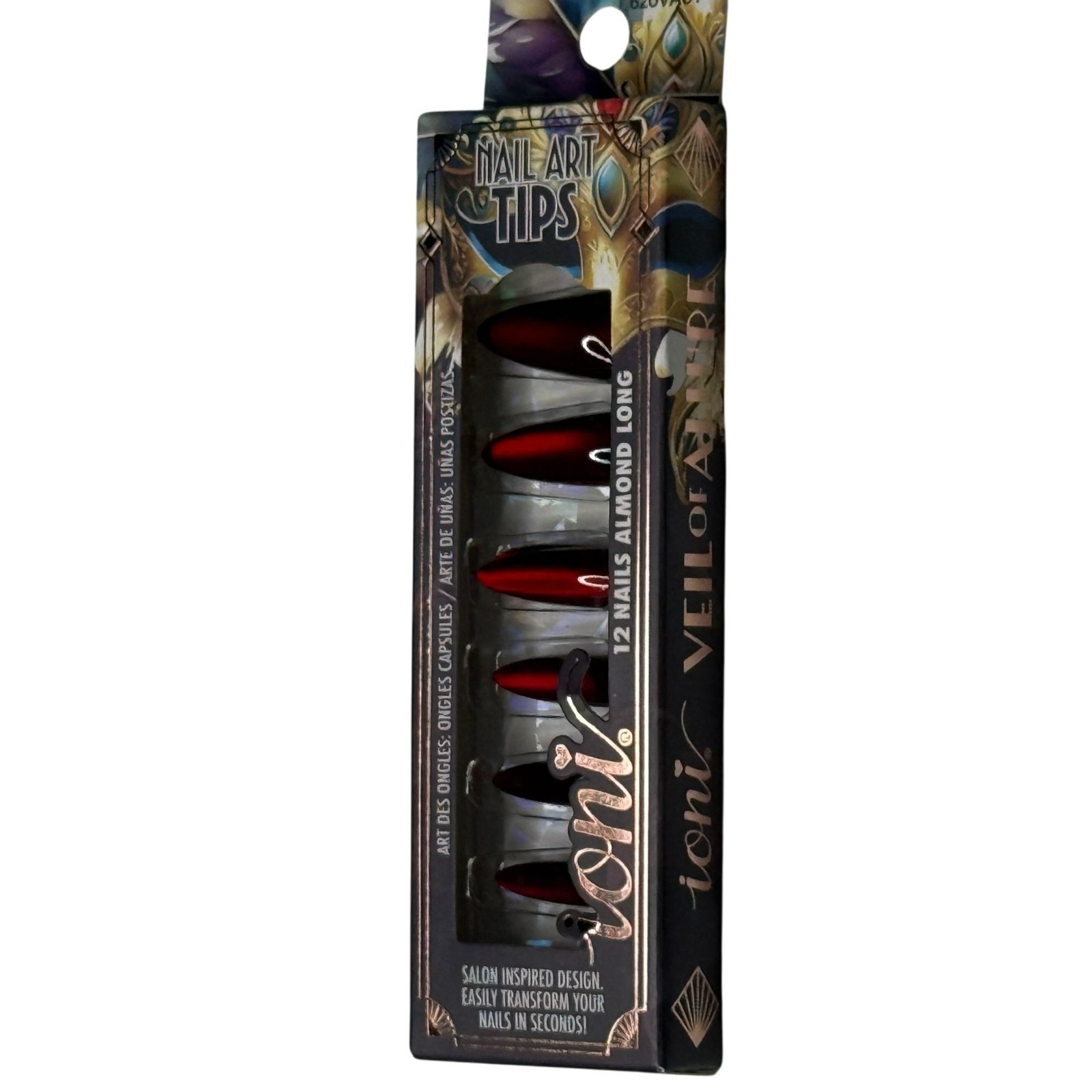 Ioni Press On Nails Almond Long Burgundy Gloss 12pc False Nails NWT
