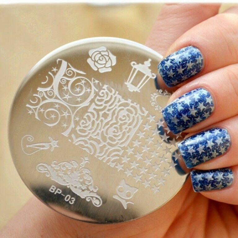 Black Cat Rose Theme Manicure Nail Art Stamping Template Image Plate BP 03