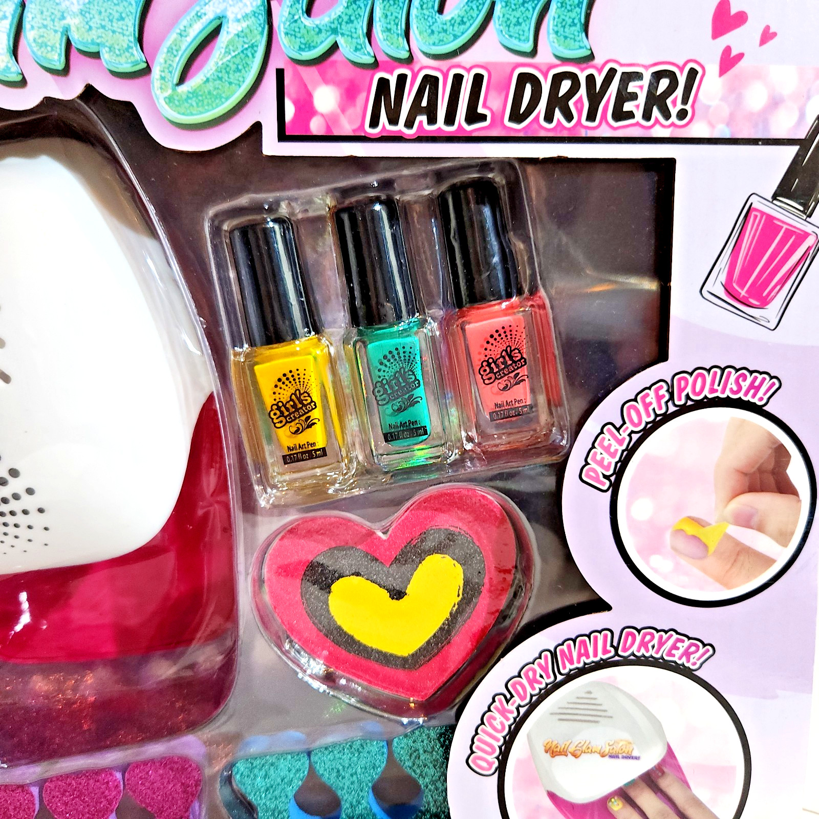 Nail Polish Set for Kids, Nail Glam Salon, Emoji Pedicure and Manicure Kit, Nail