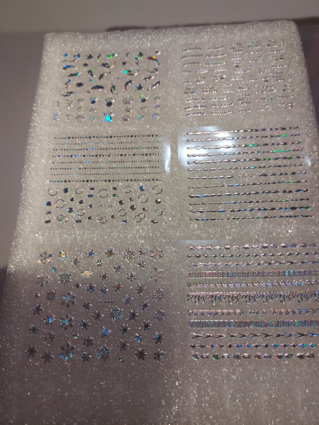 6 X Small Sheets Of Silver Nail Art Stickers (Dn297) New