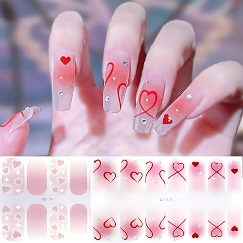 6 Sheets Valentine’s Day Heart Gel Nail Stickers – Valentines Stickers Style 2