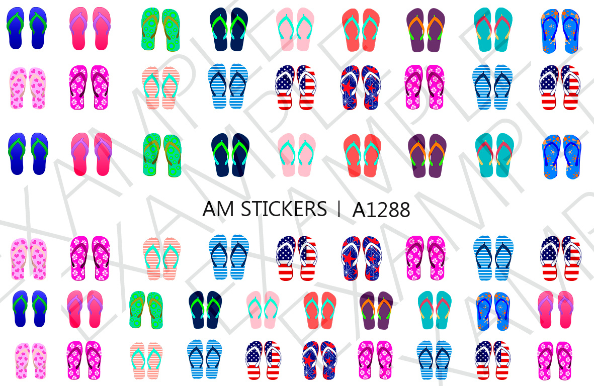 Flip Flops Nail Art Stickers Transfers Decals Set of 54 – A1288