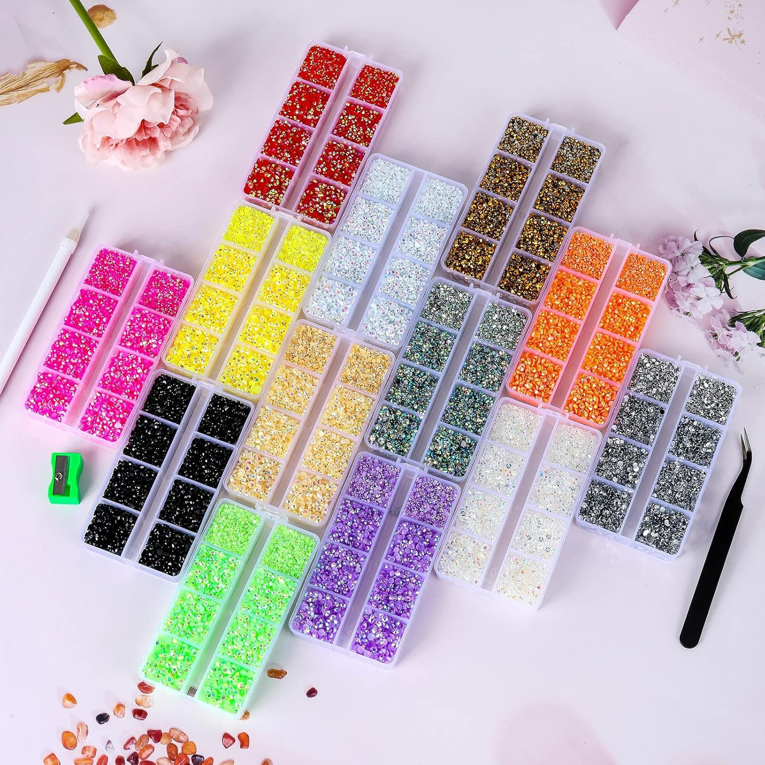 10400 PCS White Rhinestones, Jelly Resin Crystals for Nails & Crafts with 15 Cm