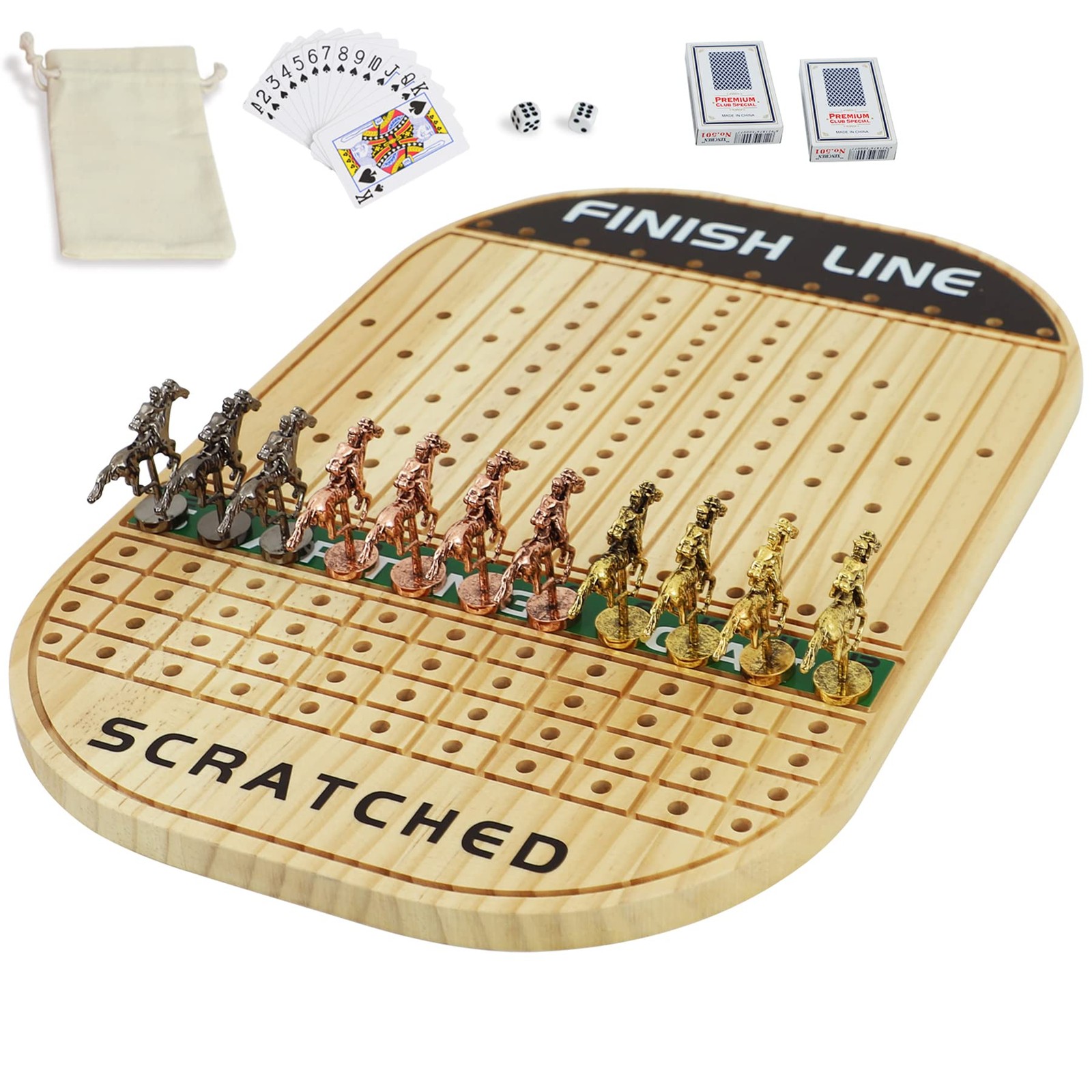 Jyquorp Horse Race Board Game Racing Thickened Solid Large, Log Color
