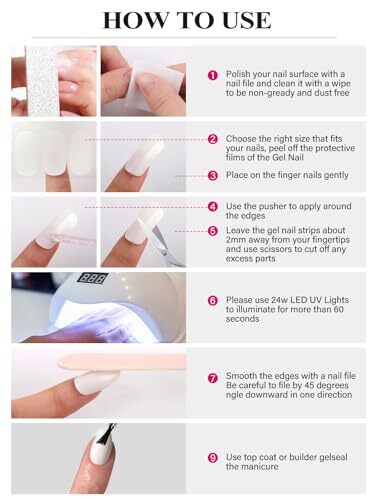 Semi Cured Gel Nail Strips, 20PCS Clear UV Gel Nail Stickers Transparent Gel