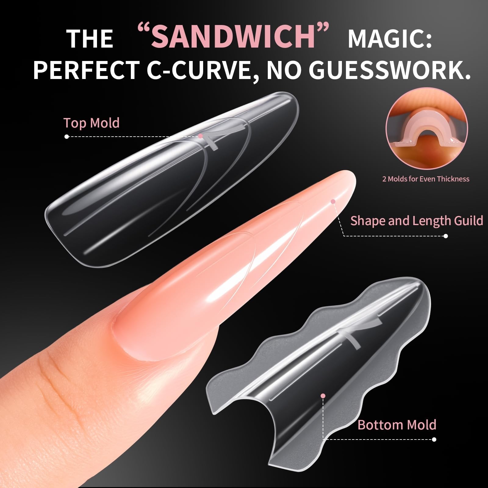 Dual Nail Forms for Gel Extensions – 280 PCS Reusable Almond Molds, DIY Salon Us