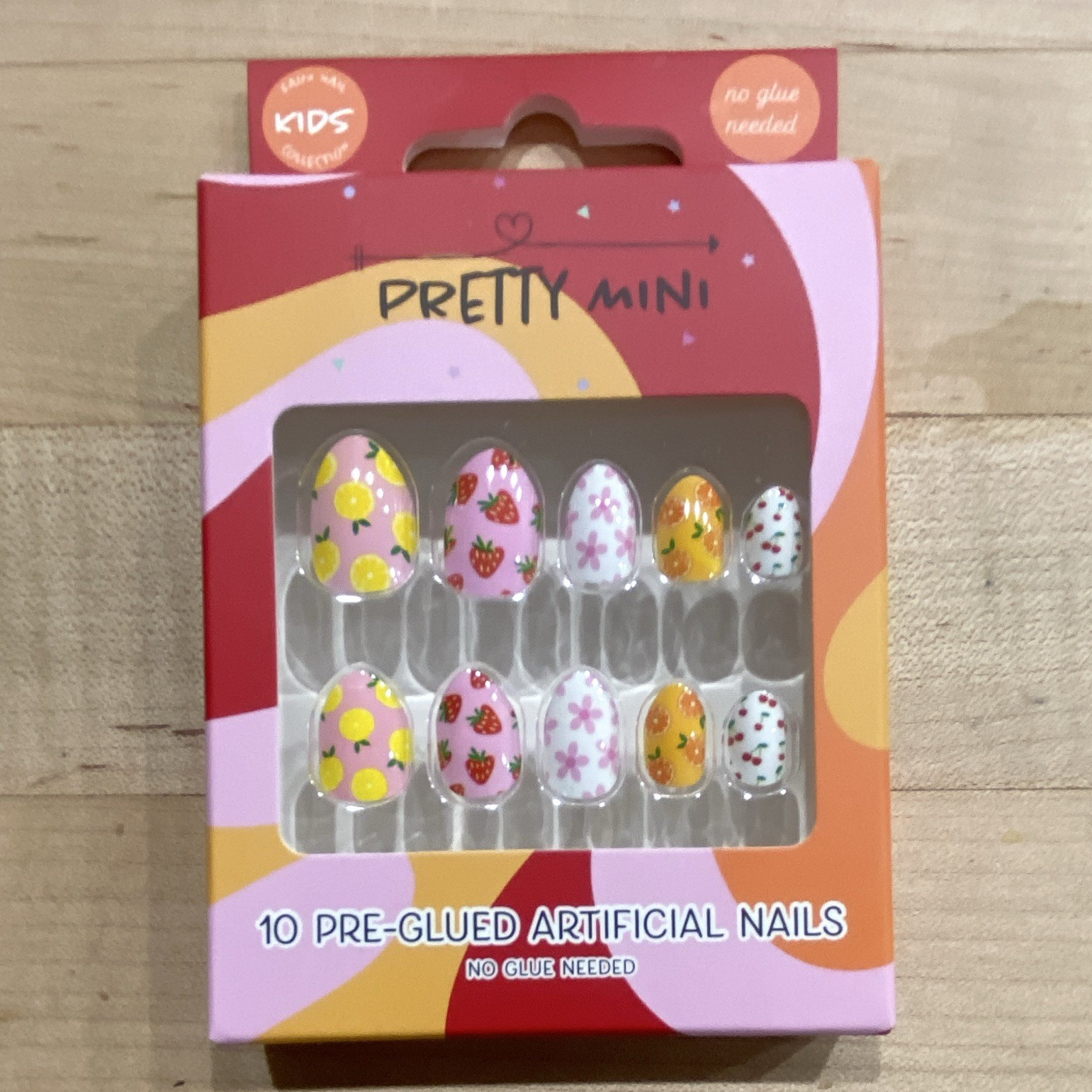 Pretty Woman Pretty Mini Kids Press-On Nails Pre-Glued Fruit Shiny 10ct
