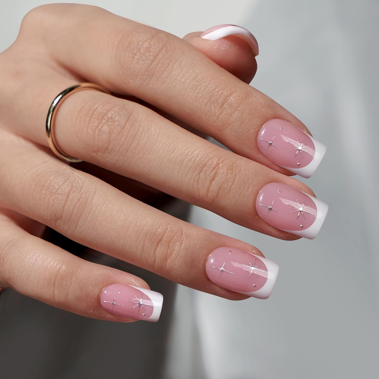 Soft Gel Press On Nails Oval Fake Nails Taro Milkshake with Glue – 16 Sizes Kit