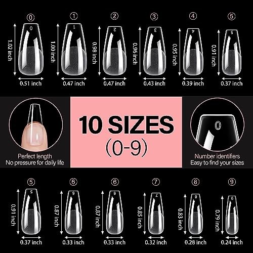 Nail Tips Half Matte Full Cover Nails Tip Clear Acrylic Pre-Shaped Long Coffin
