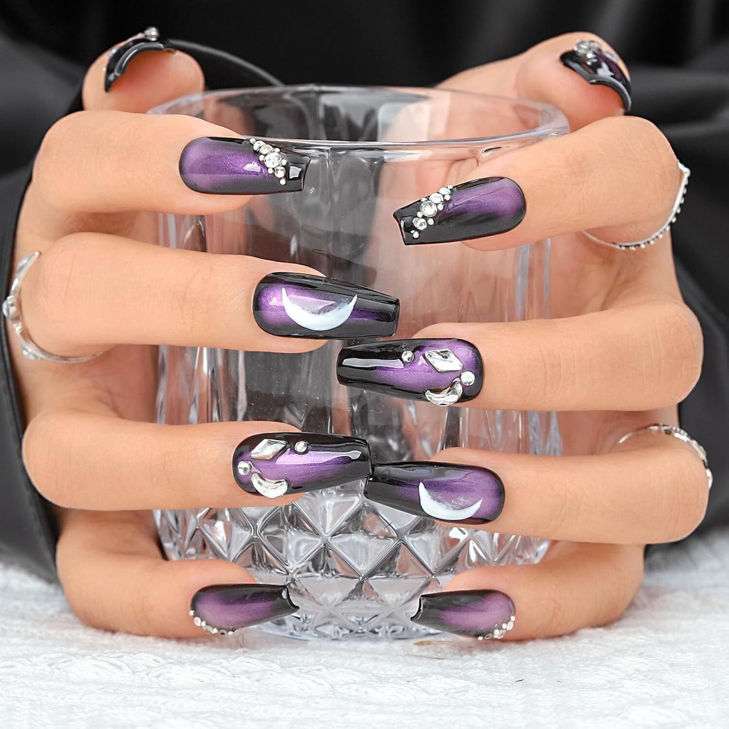 10 Piece 3D Reusable Handmade Press On Nails Set Elegant Galaxy