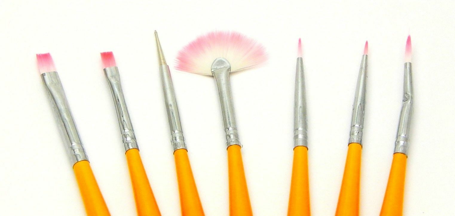 7Pcs wooden Acrylic Nail Art Pen Tips UV Builder Gel Painting Brush Manicure Set