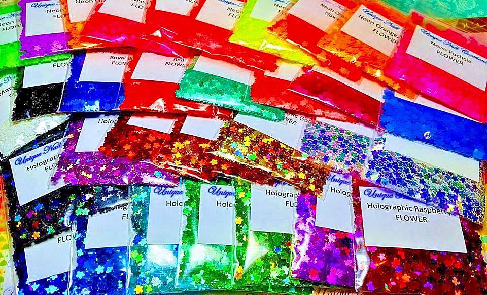FLOWER Glitter~Many Colors~Nail Art•Acrylic•Gel•Body Art•Face•Festival•Crafts