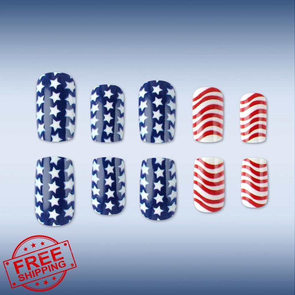 Rdntbeu 4th of July Press on Nails Style-27