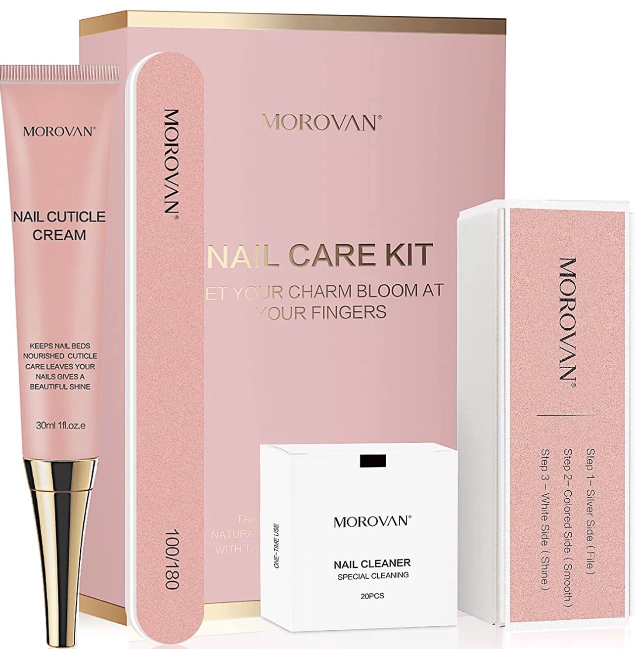 Morovan (Acrylic & Natural) Nail Care System Kit NEW SEALED Cuticle & Nail Care