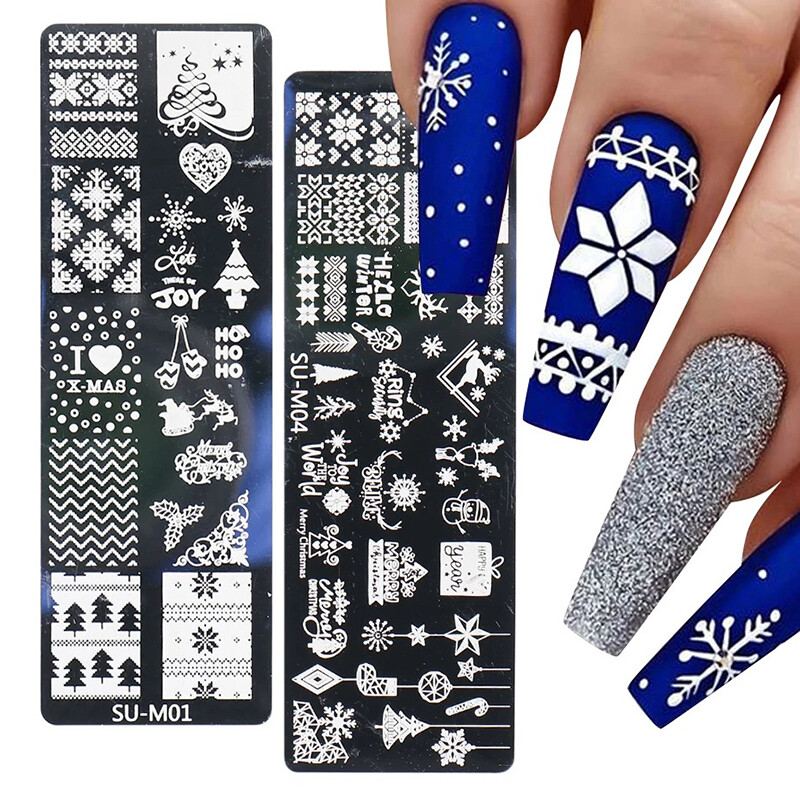 Reusable Nail Art Stamping Plates Flower Nail Stencils Template Gels Polish DIY⊥