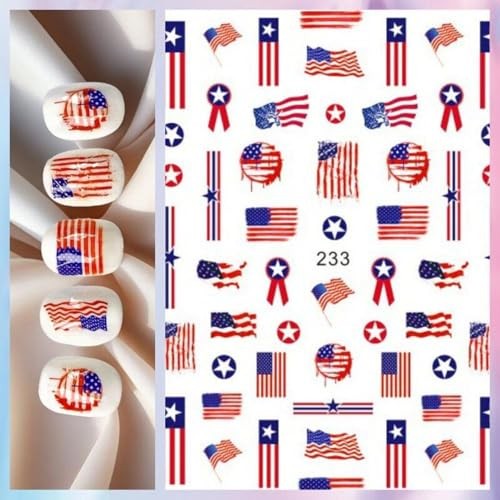 4th of July Nail Stickers Independence Day Nail Decals Self-Adhesive Color-12
