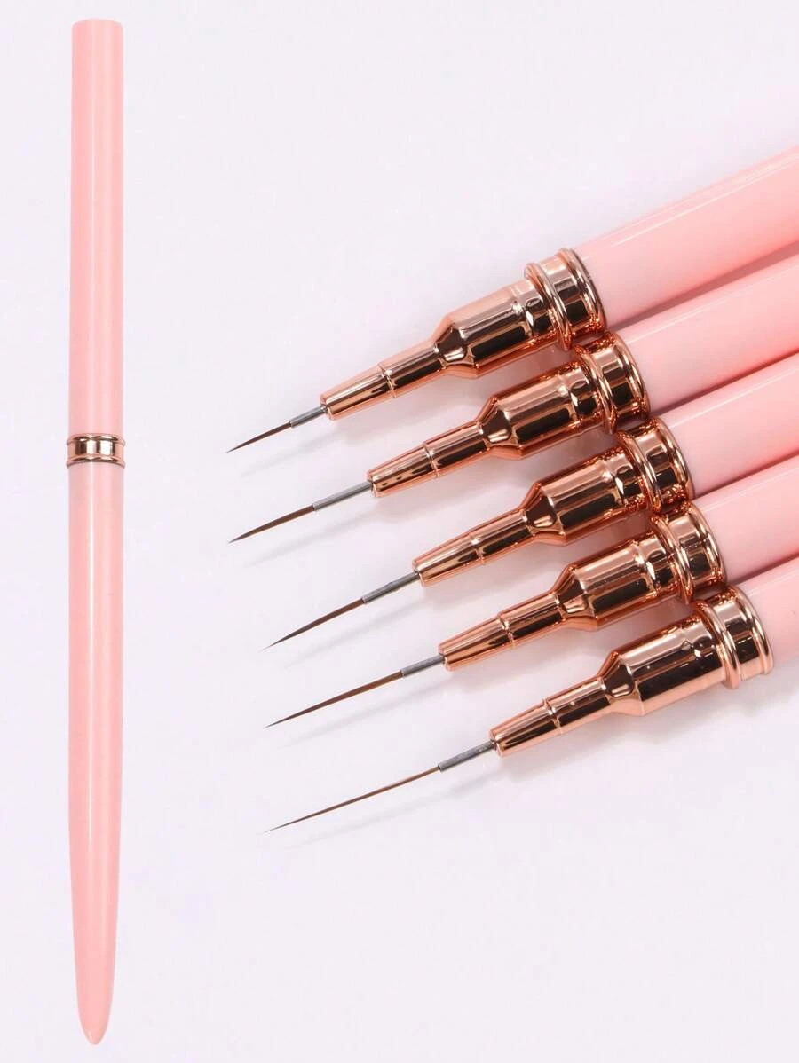5pcs Nail Art Liner Brush Set UV Gel Painting Fine Line Design Tools