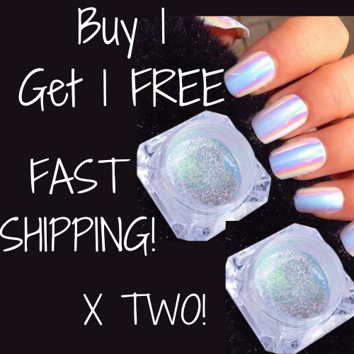 Aurora Chrome Powder Nail Glitter Mirror AB Opal Blue Iridescent Pearl Shimmer