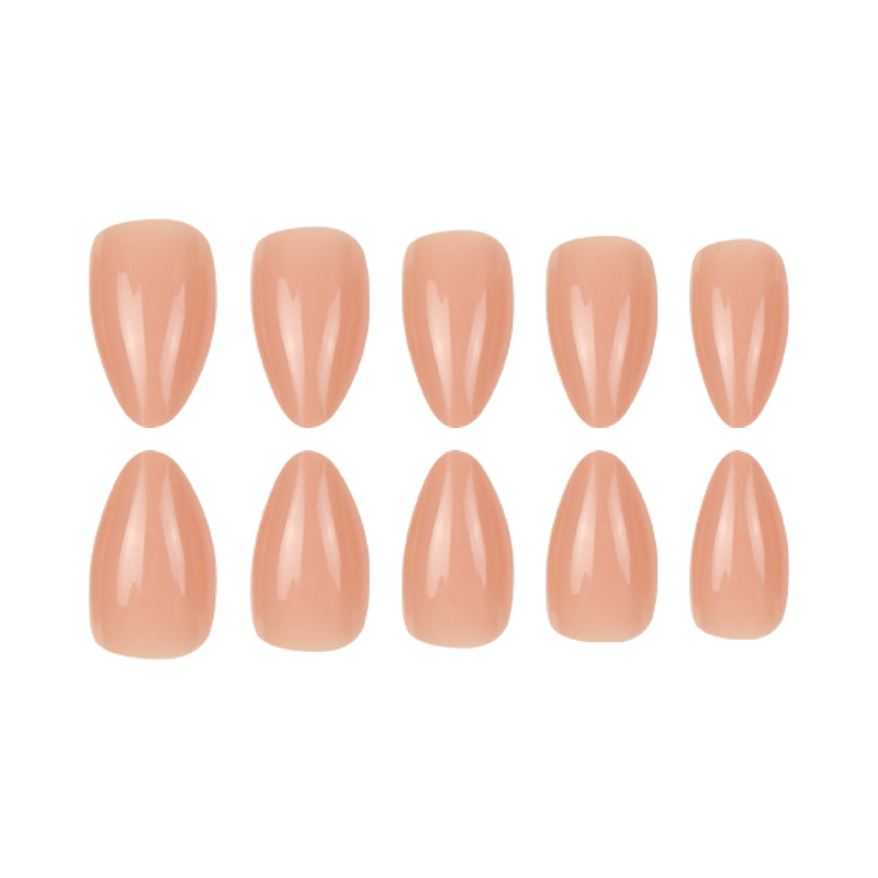 60pcs Short Almond Press on Nails, Light Nude Glossy Natural Casual Nail Art