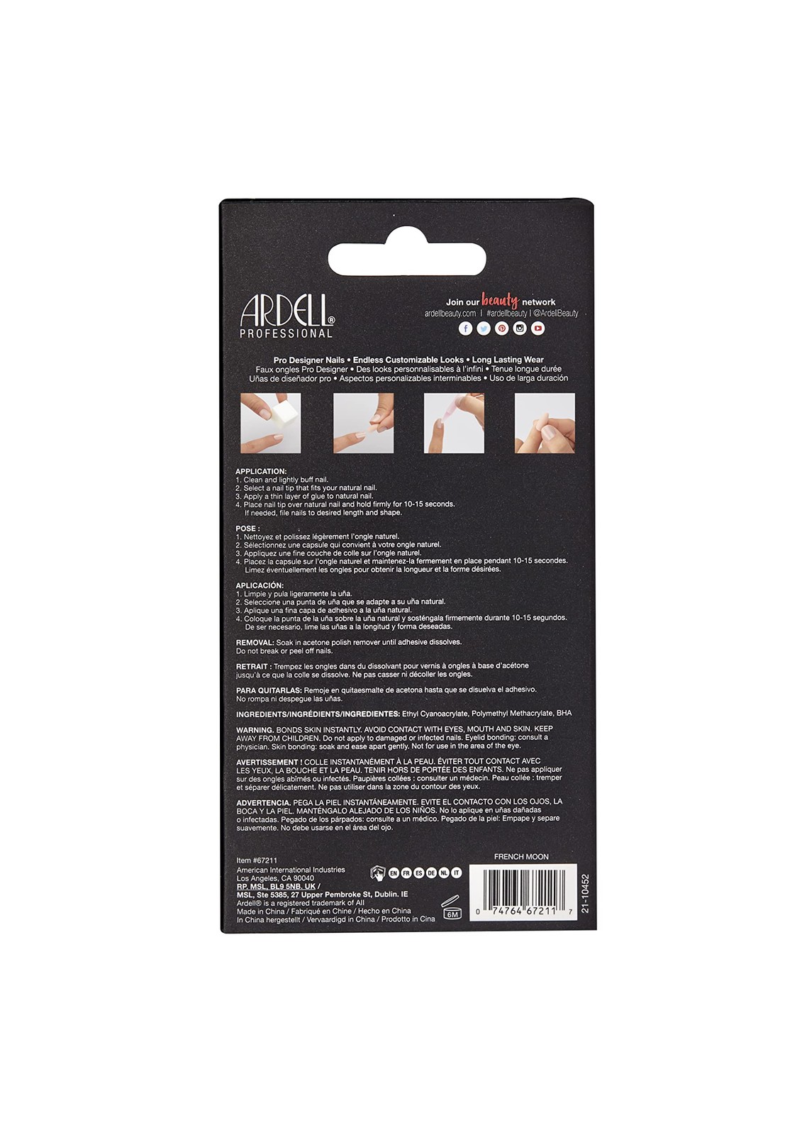 Ardell Nail Addict Artificial Nail Set, Eco, 67211 French Moon
