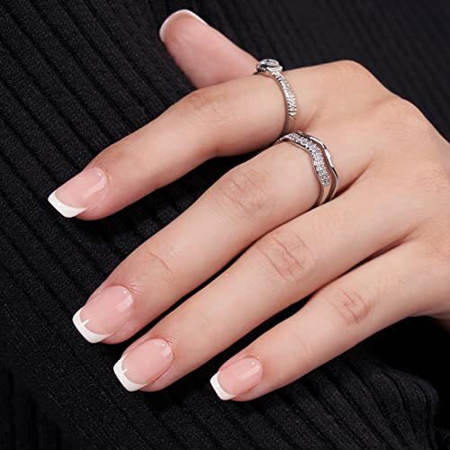 French Tip Press on Nails – Gel Press on Nails Short, No A1- Classic White