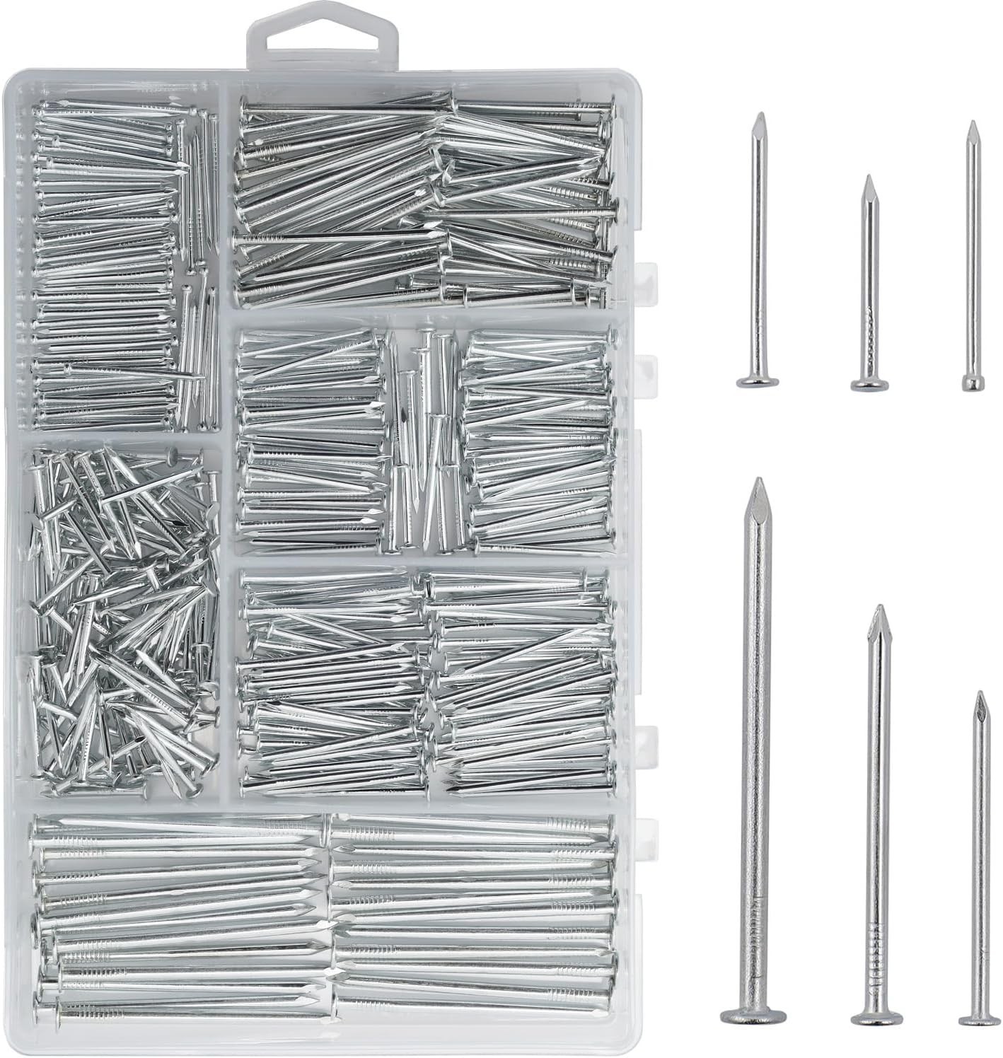 376PCS Assorted Galvanized Nails with Storage Box – Perfect for Projects