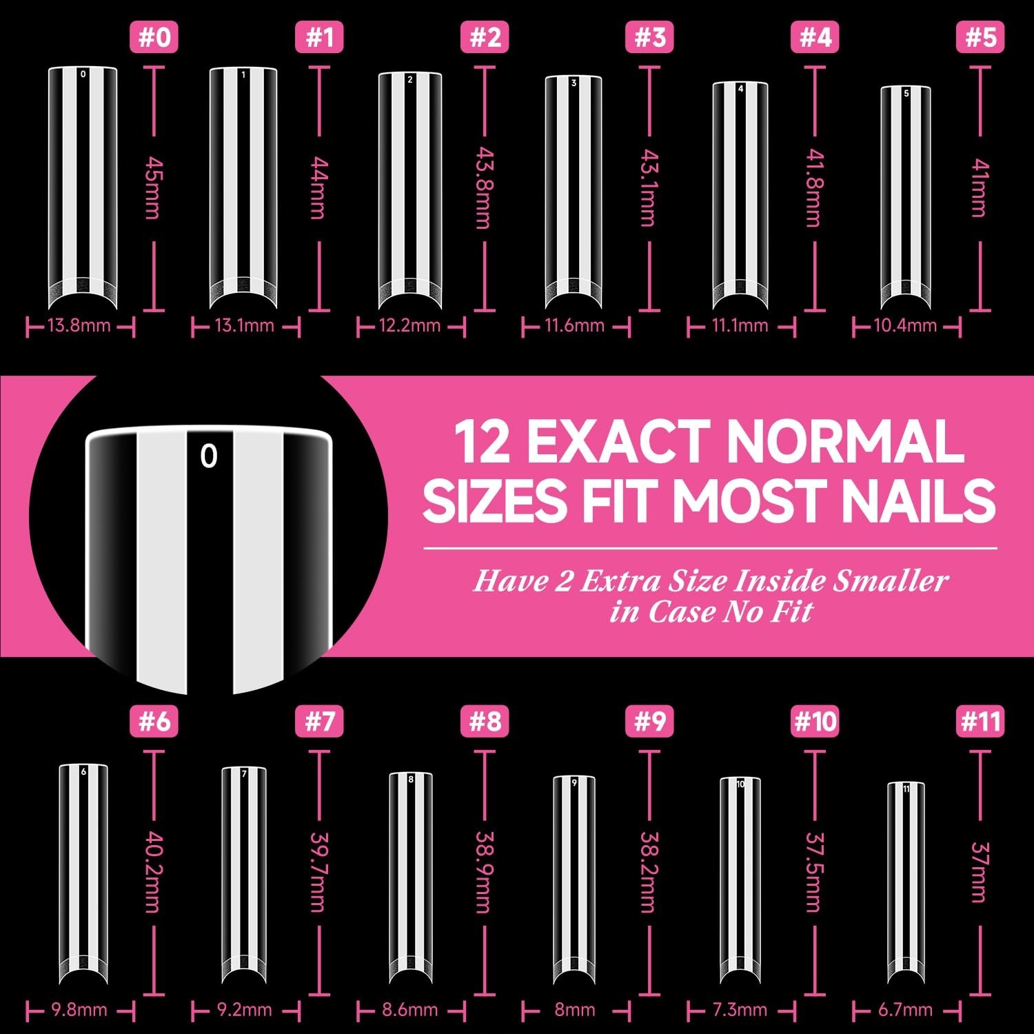 Nail Tips Square XXL Tips 120 PCS No C Curve Gel Tips Extra Long Square Straight
