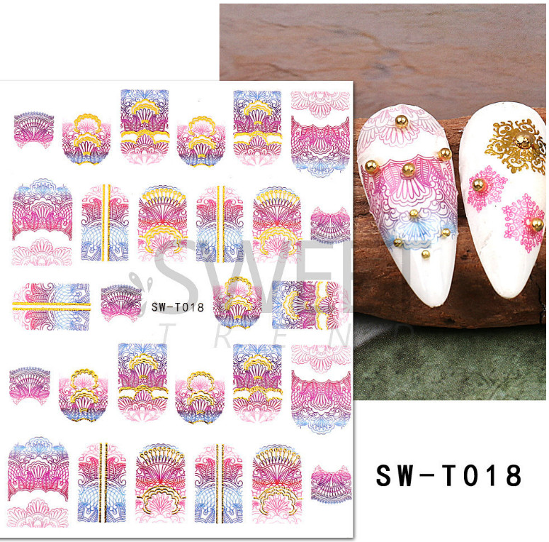 3D Nail Art Decals Stickers Lace Flower Self-adhesive SW-T18 NS42