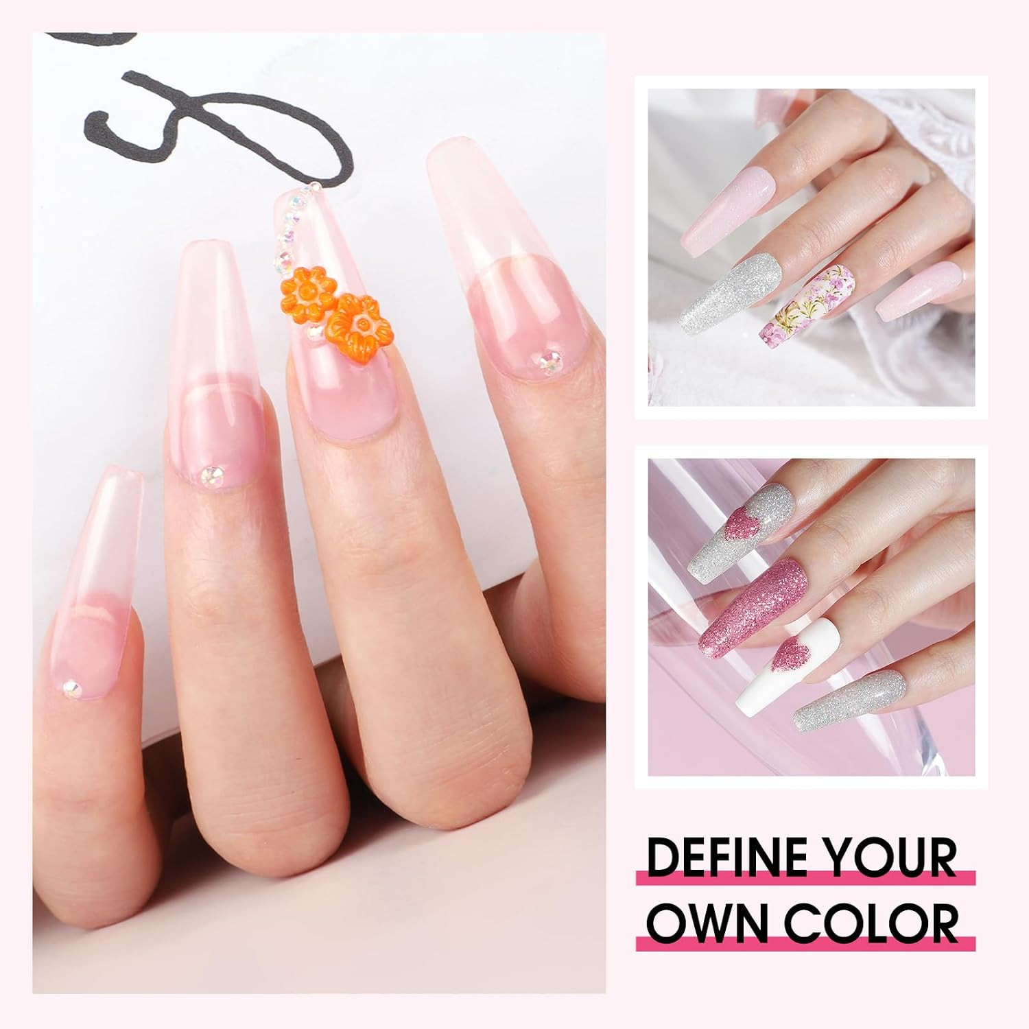 Acrylic Nail Kit for Beginners with Everything Nails Kit Acrylic Set Glitter Dec