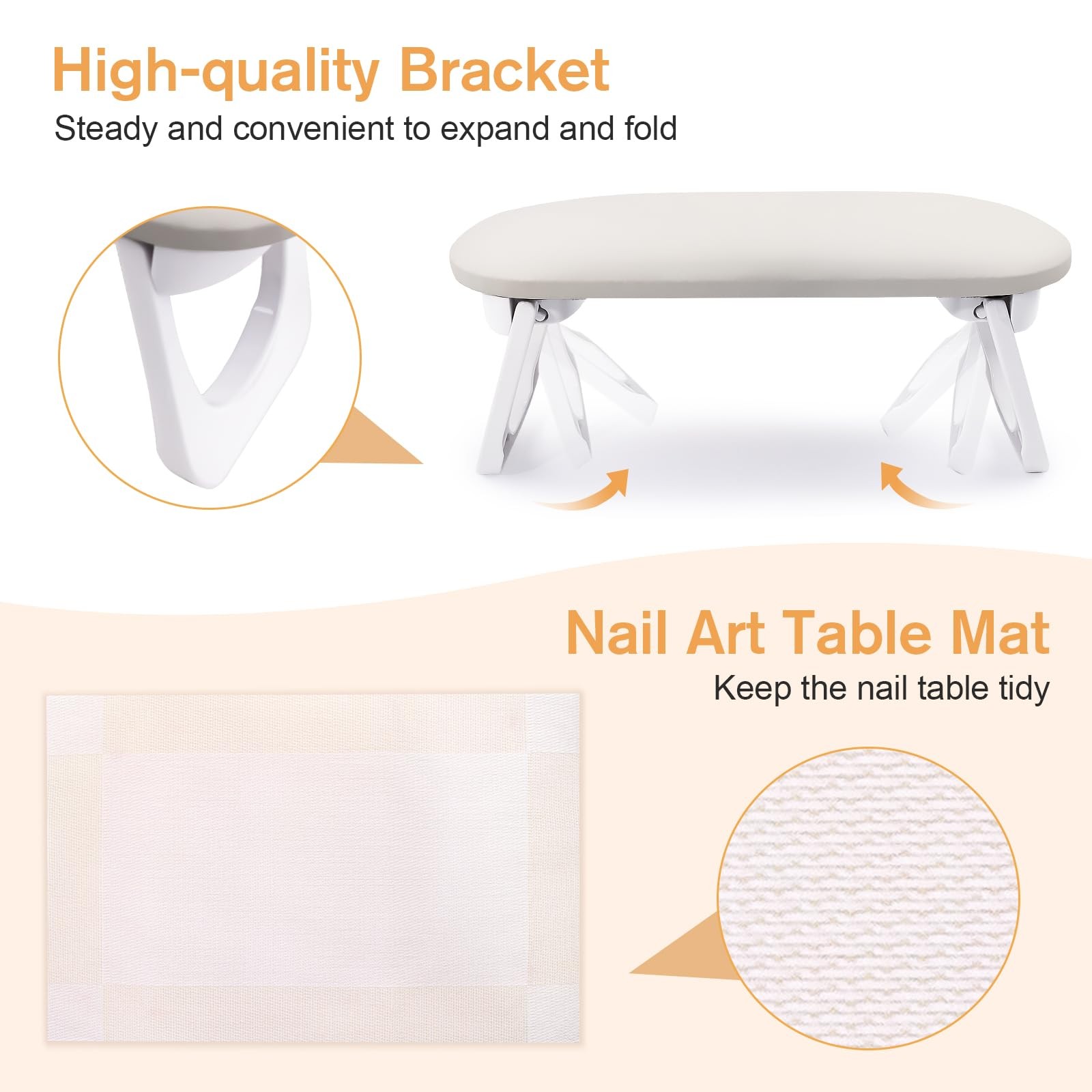 Nail Arm Rest, Foldable PU Leather Nail Hand Rest for Acrylic Nails Cushion H…