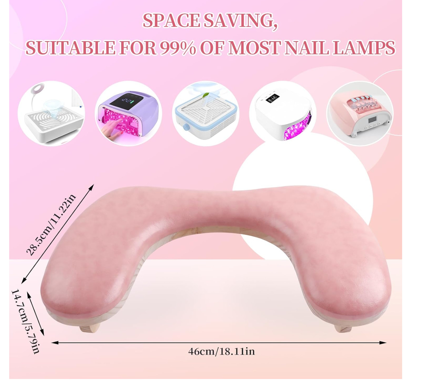 Arm Rest for Nails Tech, U-shaped Manicure Nail Arm Rest Stand (Pink)