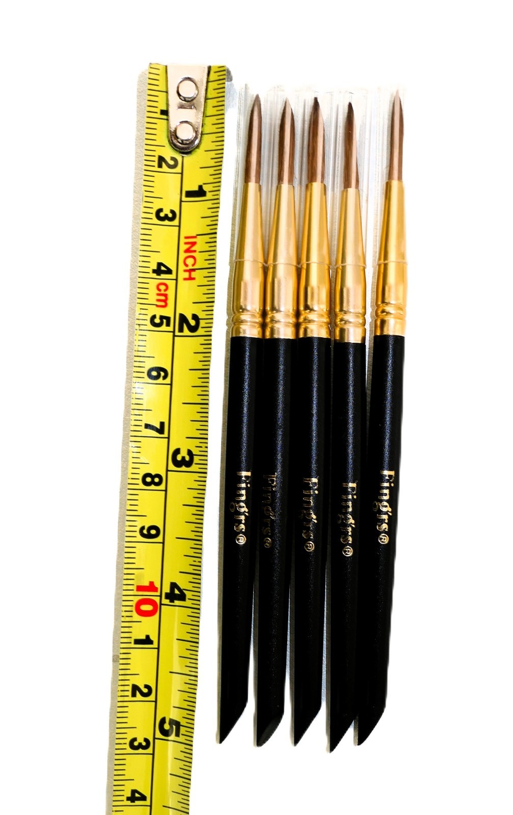 Fing’rs Fine Tip Acrylic Nail Art Brushes with Built‑In Cuticle Pusher Pack of 5