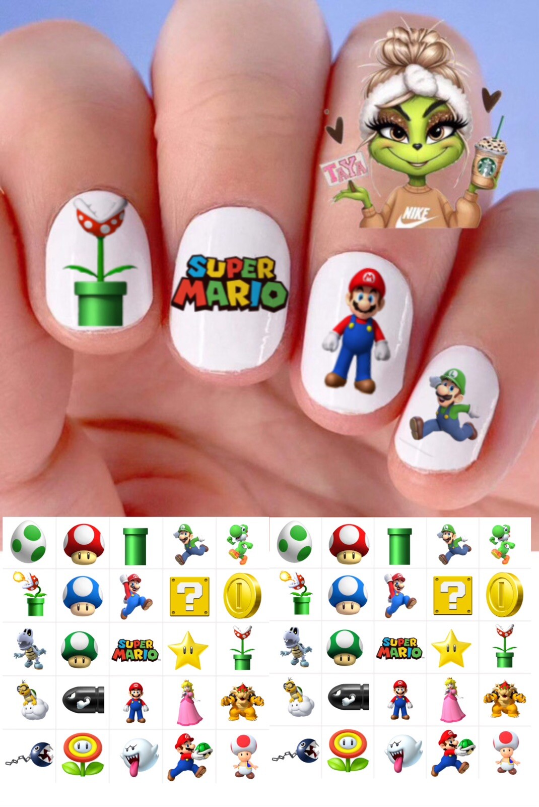 Super Mario Waterslide Nail Decals Set Of 50 Instructions & Bonus