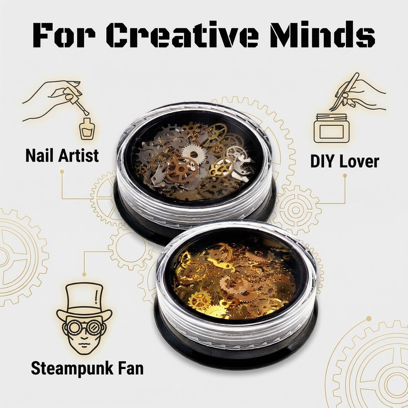 2 Boxes Gear Nail Stickers Metal 3D Steam Punk Nail Sequins Decal Clock Wheel…